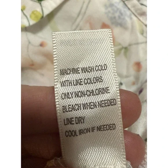 Linda Anderson Dress Womens L White Floral V Neck Tiered Swing Midi Sundress - Picture 6 of 14